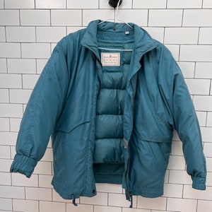 Vintage London Fog Puffer Coat - Women&#39;s Small - Teal Winter Jacket - Retro Outerwear