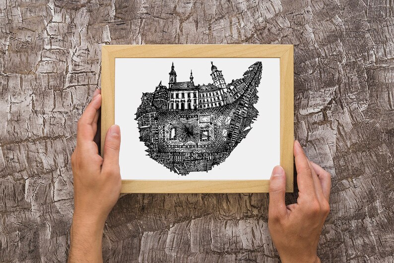 Romanian Art Print Sibiu Romania Poster Romanian Prints Etsy UK