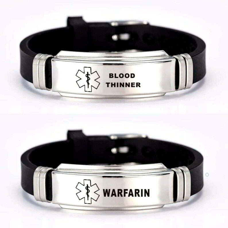 Warfarin Blood Thinner Medical Alert Bracelet Stainless Steel Etsy