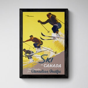 Ski in Canada (Canadian Pacific), Vintage, Travel print