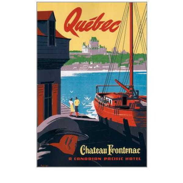 Quebec Chateau Frontenac (Canadian Pacific), Vintage, Travel print