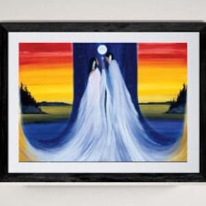 Two Spirits Meet by Betty Albert, Art Print, First Nation, Indigenous Art