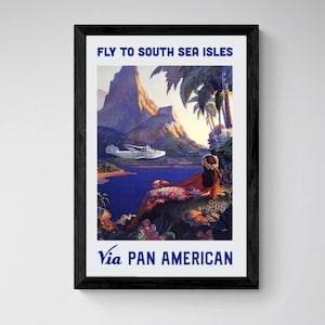 Hawaii Pan Am, Vintage, Travel print