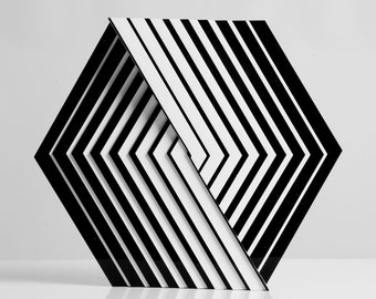 interior design digital art illusion optical origami living room op art home office kinetic art black and white luisa russo moderno