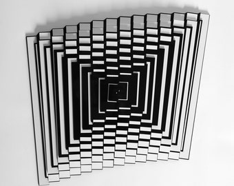 Luisa Russo limited edition scultura in plexiglas Täuschung optisches Wohnzimmer Op Art Heim Büro kinetische Kunst schwarz und weiß moderno