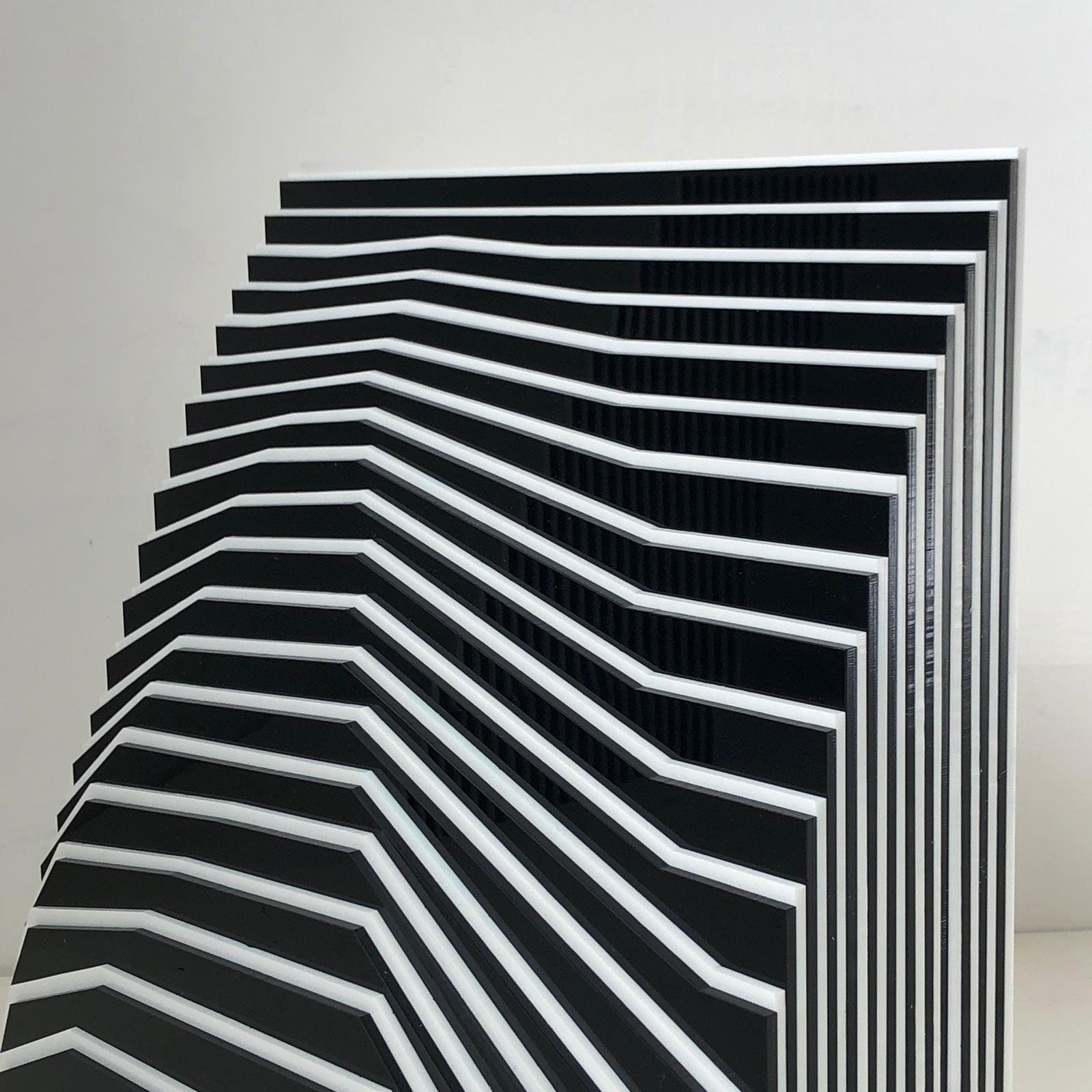 Optical Art Sculpture Gio Schiano Sculpture moderne fatto a mano  Géométrique Minimalisme Constructivisme Art concret bianco e nero -   France