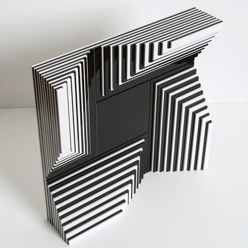 Optical Art Sculpture Gio Schiano Modern Kinetic art Geometric Minimalism Illusion Contemporary Constructivism Concrete art image 7