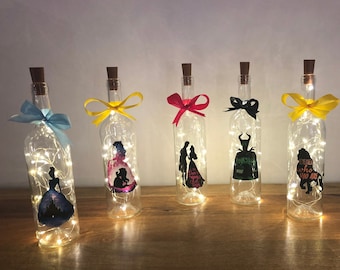 Disney Inspired LED Bottles lion king stitch aurora sleeping beauty little mermaid Belle Beauty and the beast Ariel Cinderella Maleficent