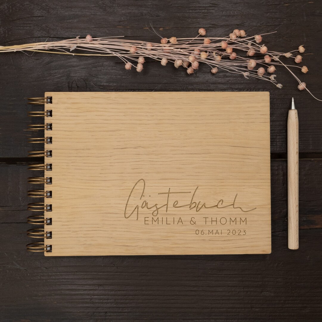 Gästebuch Hochzeit Aus Holz Personalisiert Mit Namen Datum DIN A4 DIN
