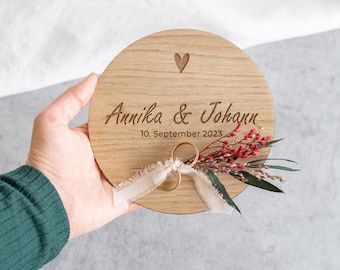 Ringkissen aus Holz für Hochzeit, personalisiert | Ringscheibe | Hochzeit Standesamt, freie Trauung, Kirche | Herz