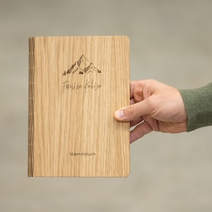 Stammbuch für Hochzeit aus Holz, personalisiert mit Familienname – Stammbuch der Familie für Urkunden Standesamt, A4, A5, kleines Format