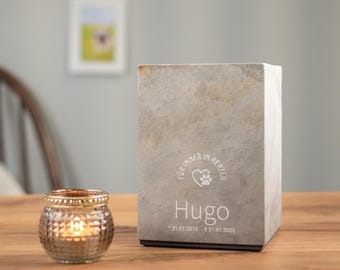 Urne aus Stein, Buntschiefer für Hund, Katze, Tierurne personalisiert – Andenken verstorbener Hund, Katze – Asche Haustier – Nova