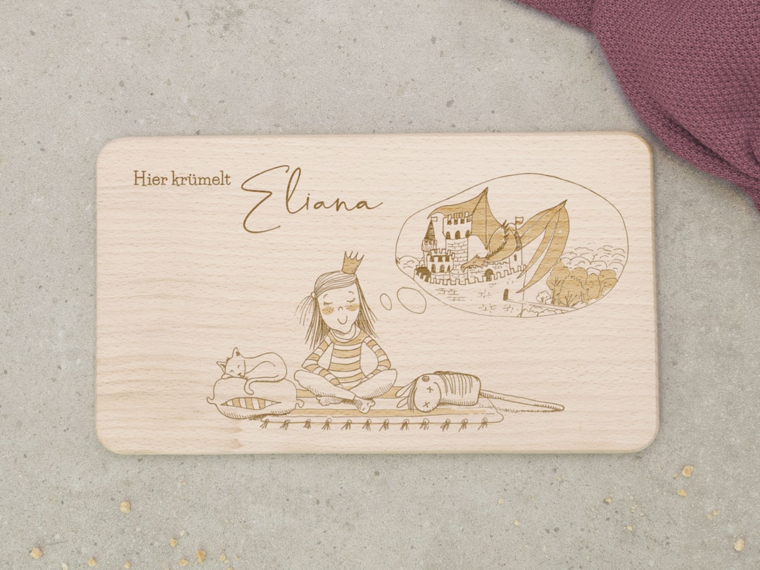 Kuchen Brett Personalisiertes Frhstcksbrettchen Aus Holz Mit Katzengravur  | Geschenk Fr Kinder | Bambus Natur