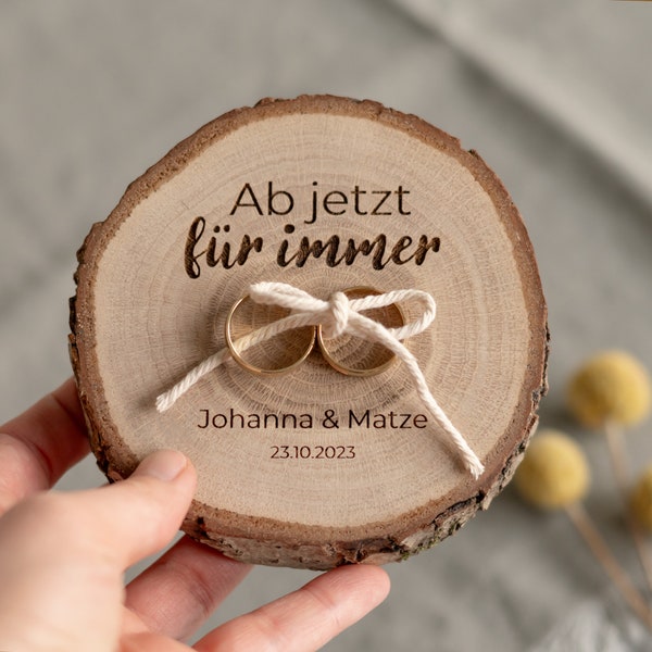 Ringkissen aus Holz für Hochzeit, personalisiert | modernes Ringkissen für Hochzeit Standesamt, freie Trauung, Kirche | Für immer