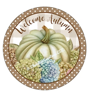 Welcome Autumn Wreath Sign,Fall Wreath Sign,,Metal Wreath Sign,Round Wreath Sign,Signs for Wreaths,UV Coated Metal Sign