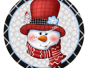 Snowman Wreath Sign,Christmas Wreath Sign,Metal Wreath Sign,Round Wreath Sign,Signs for Wreaths