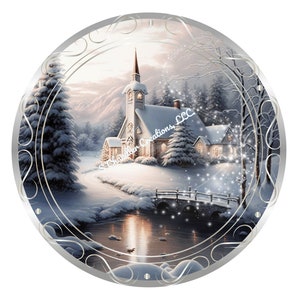 Silver Church Wreath Sign,White Church Wreath Sign,Christmas Wreath Sign,Round Wreath Sign,Signs for Wreaths, Metal Wreath Sign