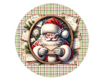 Dear Santa Wreath Sign, Christmas Wreath Sign, Metal Wreath Sign, Round Wreath Sign, Sign for Wreaths, Wreath Signs, Santa Wreath Sign