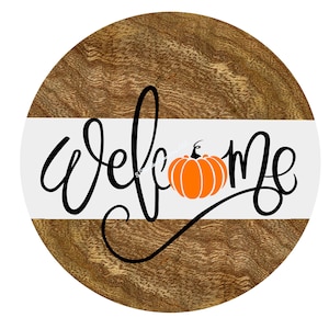Welcome Pumpkin Wreath Sign,Fall Wreath Sign,Wreath Sign, Metal Wreath Sign,Signs for Wreaths, Round Wreath Signs, Door Decor