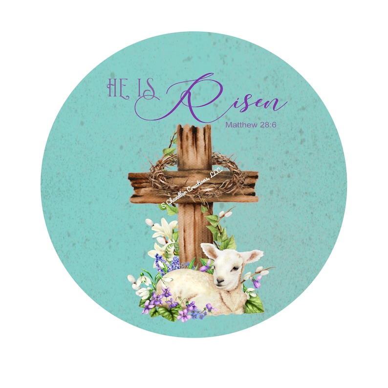 He is Risen Wreath Signlamb Wreath Signeastercrosswreath Etsy