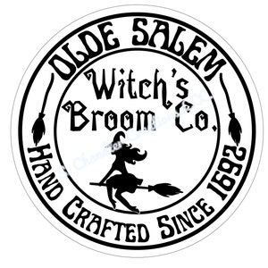 Halloween Wreath Sign,Olde Salem Witch&#39;s Broom Co. Wreath Sign,Metal Wreath Sign,Round Wreath Sign,Signs for Wreaths,UV Coated Metal Sign