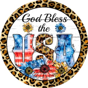 God Bless The USA Wreath Sign: 4th of July Metal Decor