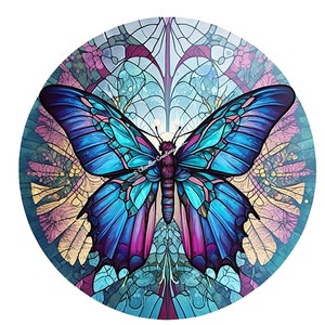 Faux Stained Glass Butterfly Wreath Sign, Metal Wreath Sign, Door Decor, Signs for Wreaths, Wreath Signs, Spring Wreath Sign