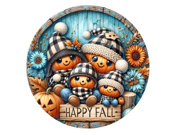 Happy Fall Y'all Jack O Lantern Family Wreath Sign, Metal Wreath Sign, Round Wreath Sign, Fall Wreath Sign, Sign for Wreaths
