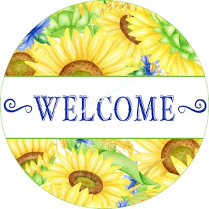 Welcome Wreath sign,Floral Wreath Sign, Sunflower Wreath Sign, Welcome Sunflower Wreath Sign, Signs for Wreaths, Metal Wreath Sign