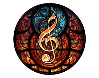 Faux Stained Glass Musical Note Wreath Sign, Music Themed Wreath Sign, Signs for Wreaths, Wreath Signs, Metal Wreath Sign, Round Wreath Sign