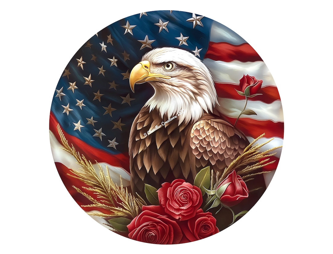 American Eagle & Roses Wreath Sign: Patriotic Door Decor - Etsy