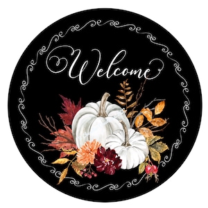 Welcome Wreath Sign,Fall Wreath Sign,Autumn Wreath Sign,Pumpkin Wreath Sign,Metal Wreath Sign,Round Wreath Sign,Signs for Wreaths