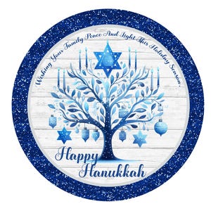 Happy Hanukkah Wreath Sign,Hanukkah Wreath Sign,Metal Wreath Sign,Round Wreath Sign,Signs for Wreaths,Christmas Wreath Sign,Wreath Signs