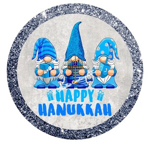 Happy Hanukkah Wreath Sign,Gnome Wreath Sign,Hanukkah Wreath sign,Metal Wreath Sign,Round Wreath Sign,Signs for Wreaths