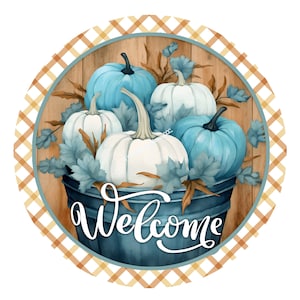 Welcome Wreath Sign,Fall Wreath Sign,Autumn Wreath Sign,Pumpkin Wreath Sign,Metal Wreath Sign,Round Wreath Sign,Signs for Wreaths