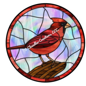 Round Faux Stained Glass Cardinal Wreath Sign, Cardinal Wreath Sign,Wreath Sign, Door Decor, Signs for Wreaths,Wreath Signs