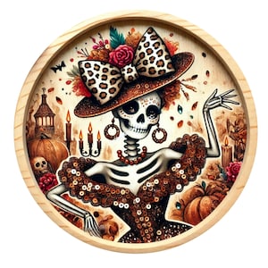 Halloween Wreath Sign, Skeleton Wreath Sign, Metal Wreath Sign, Round Wreath Sign, Signs for Wreaths, Day of the Dead, Wreath Signs