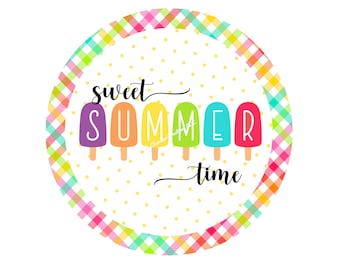 Sweet Summer Time Wreath Sign,Ice Cream Wreath Sign,Summer Wreath Sign,Metal Wreath Sign,Round Wreath Sign,Signs for Wreaths