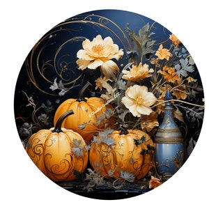 Pumpkin Wreath Sign,Autumn Wreath Sign,Fall Wreath Sign,Round Wreath Sign,Metal Wreath Sign,Signs for Wreaths, Sublimation