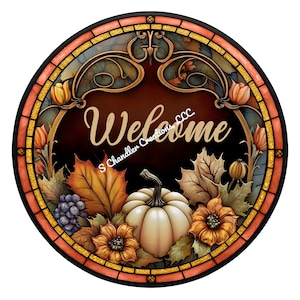 Welcome Wreath Sign,Pumpkin Wreath Sign,Fall Wreath Sign,Wreath Sign,Metal Wreath Sign,Round Wreath Sign,Signs for Wreaths