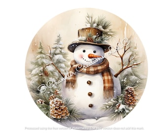 Snowman Wreath Sign,Christmas Wreath Sign,Metal Wreath Sign,Round Wreath Sign,Signs for Wreaths, Wreath Signs
