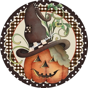 Fall Pumpkin Wreath Sign,Scarecrow Wreath sign,Metal Wreath Sign,Round Wreath Sign,Signs for Wreaths