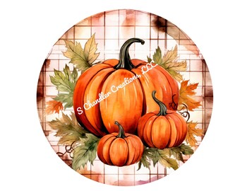 Pumpkins Wreath Sign,Autumn Wreath Sign,Fall Wreath Sign,Round Wreath Sign,Metal Wreath Sign,Signs for Wreaths