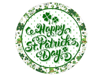 St Patricks Day Wreath Sign,Happy St Patricks Days, 4 leaf clover, Wreath Sign,Metal Wreath Sign,Round Wreath Sign,Signs for Wreaths