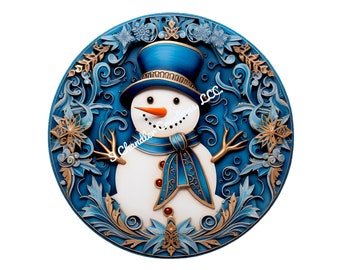 Snowman Wreath Sign,Christmas Wreath Sign,Metal Wreath Sign,Round Wreath Sign,Signs for Wreaths,Wreath Signs