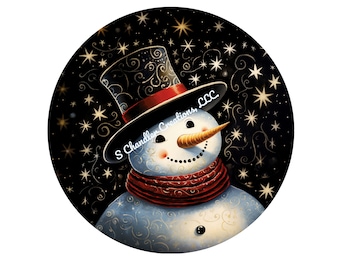 Snowman Wreath Sign, Christmas Wreath Sign, Metal Wreath Sign, Round Wreath Sign, Sign for Wreaths, Wreath Signs