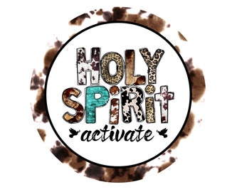 Holy Spirit Activate Wreath Sign,Religious Wreath Sign,Metal Wreath Sign, Round Wreath Sign, Signs for Wreaths, Wreath Signs