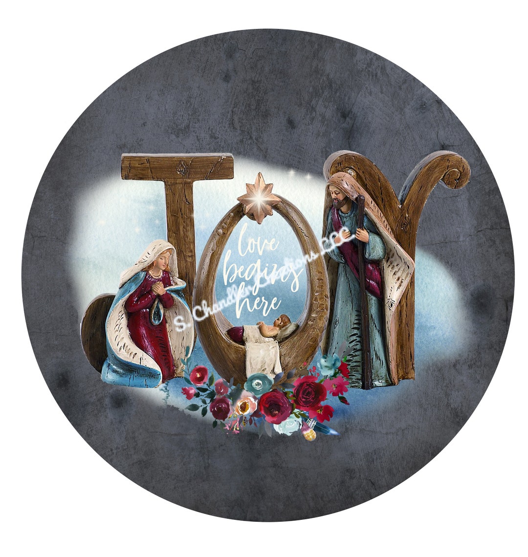 Christmas Wreath Sign, Joy Wreath Sign ,manger Wreath Sign, Nativity