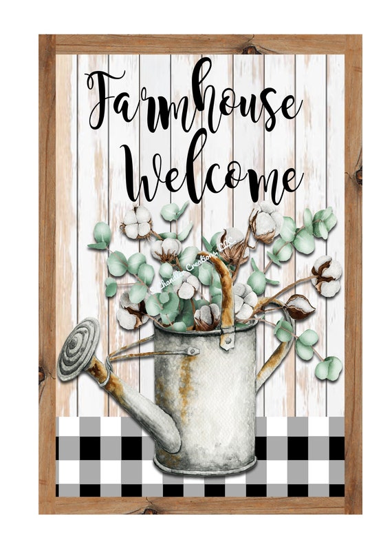 Farmhouse Welcome Wreath Signcotton Wreath Signwreath - Etsy