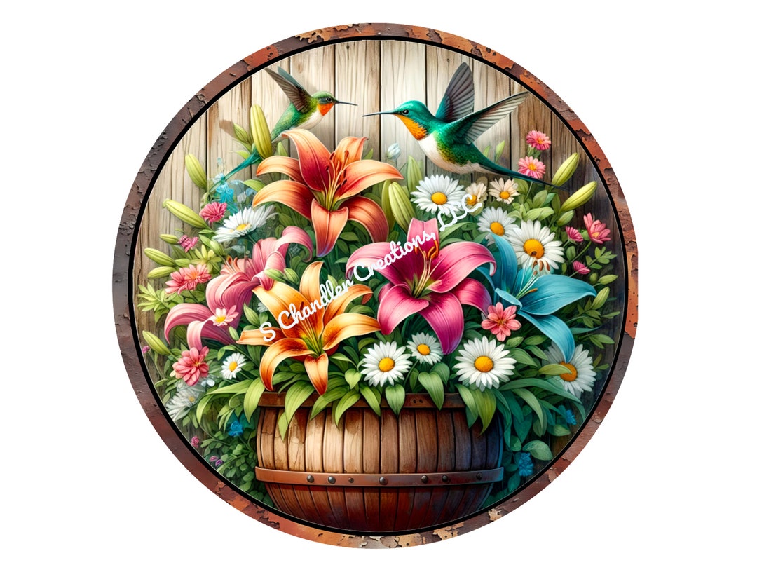Hummingbird Spring Flowers Wreath Sign, Spring Wreath Sign, Spring ...